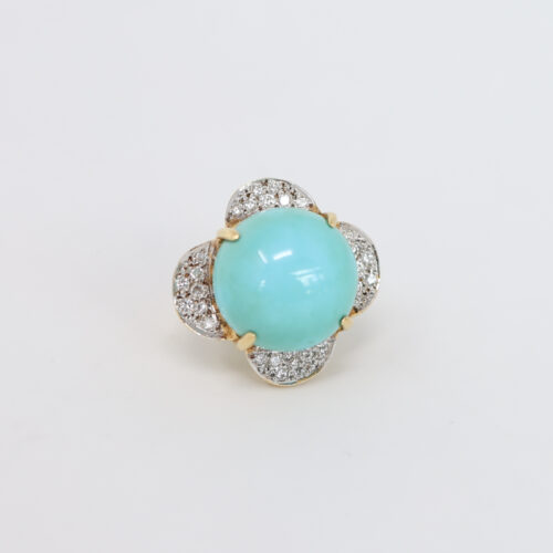 large turquoise and diamond cocktail ring
