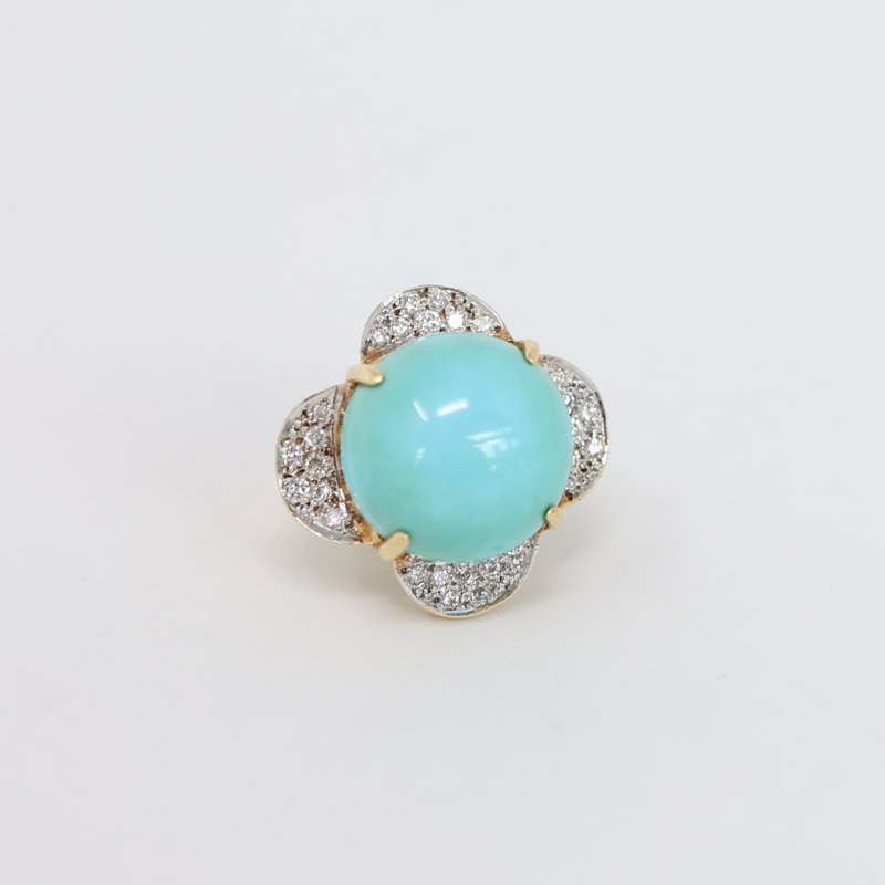 large turquoise and diamond cocktail ring