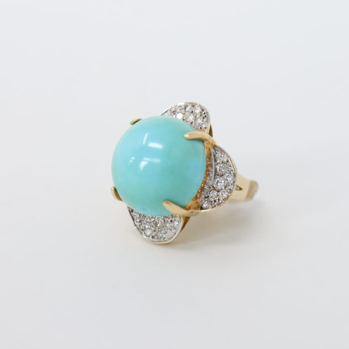 turquoise and diamond cocktail ring - Image 3