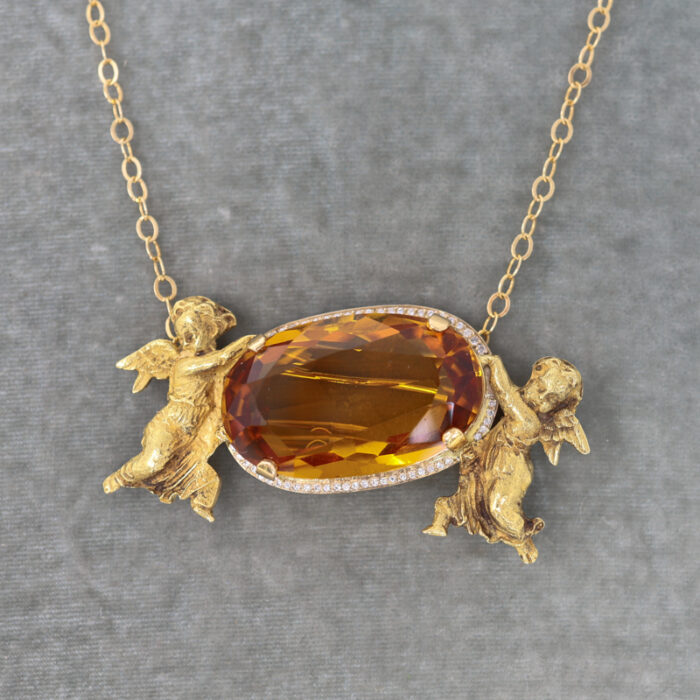 Andre Marcha cherubs, diamonds & citrine masterpiece - Image 3