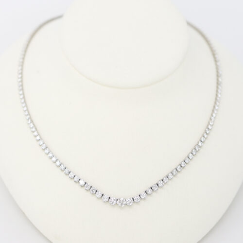 estate diamond tennis necklace in white gold, preowned