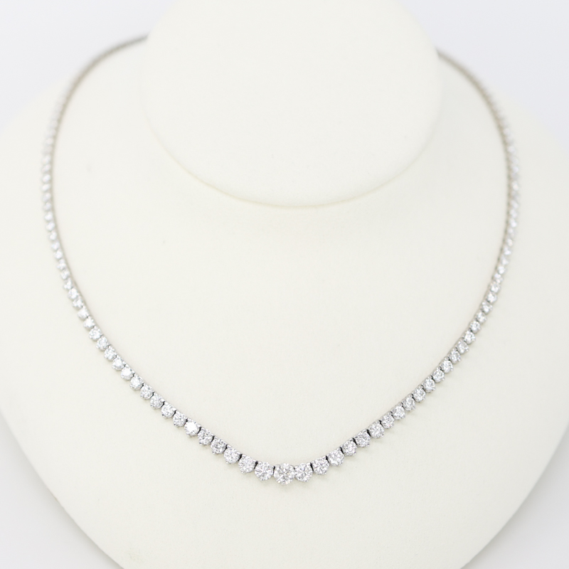 estate diamond tennis necklace in white gold, preowned