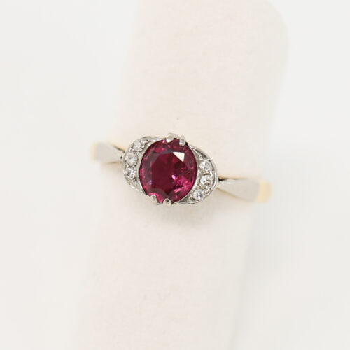 vintage ruby and crescent moon diamond ring