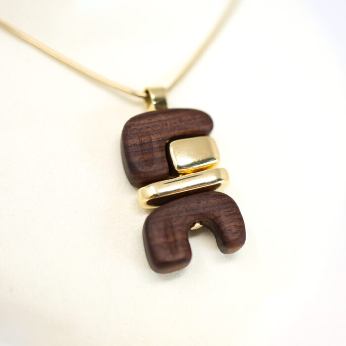 Earth 01 pendant: wood + gold - Image 4