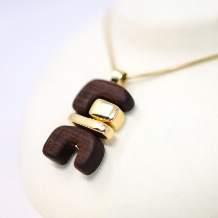 Earth 01 pendant: wood + gold - Image 2
