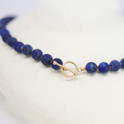 Judi Powers jewelry matte lapis necklace at Salt Hill Jewelry store downtown Fargo