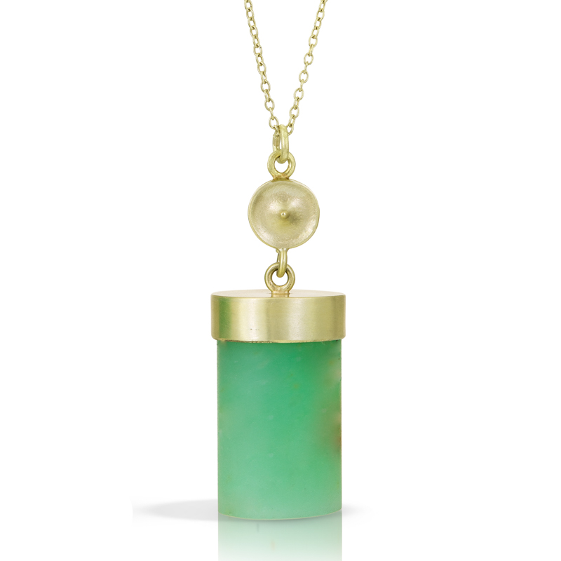 Judi Powers chrysoprase temple necklace at Salt Hill Jewelry store Fargo