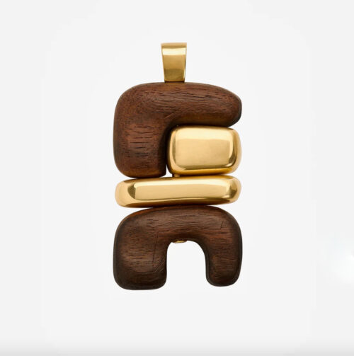 Joelle Kharrat jewelry wood and gold totem pendant necklace
