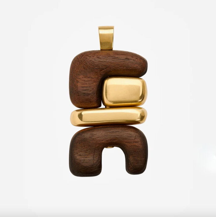 Joelle Kharrat jewelry wood and gold totem pendant necklace