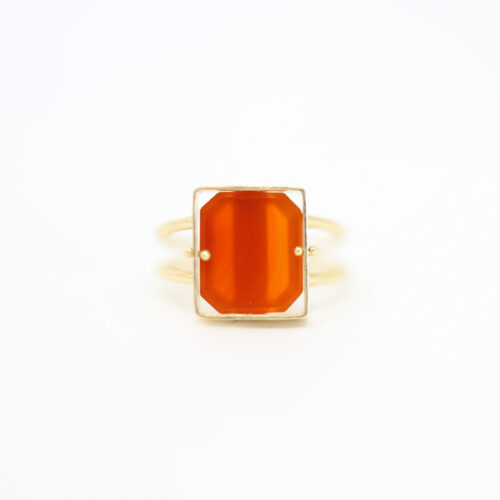 Hilary Finck vintage carnelian tile ring in yellow gold