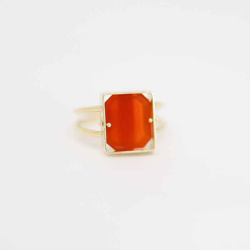 captured vintage carnelian tile ring - Image 3
