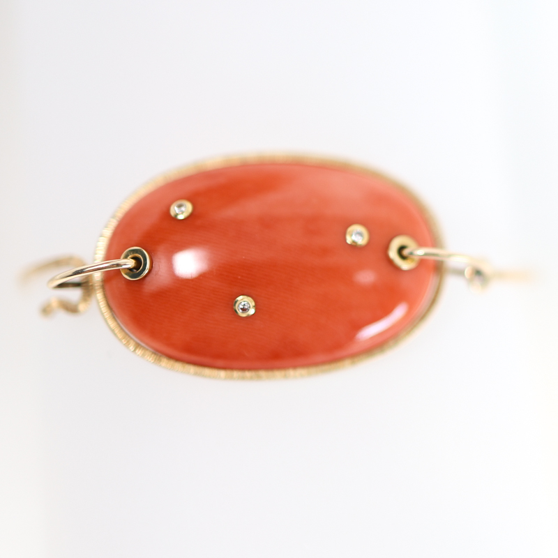 estate jamie joseph coral and diamond bracelet, satellite diamonds