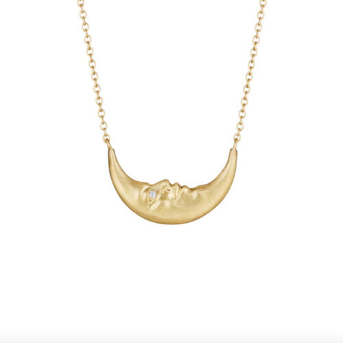 Anthony Lent Crescent Moonface Necklace