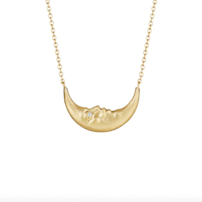 Anthony Lent Crescent Moonface Necklace