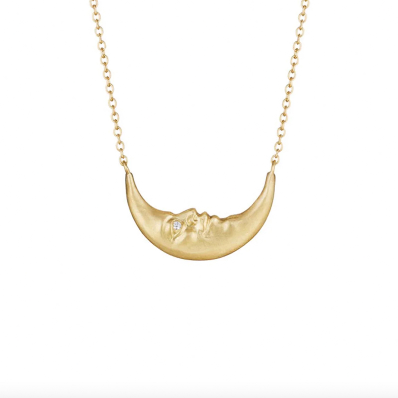 Anthony Lent Crescent Moonface Necklace