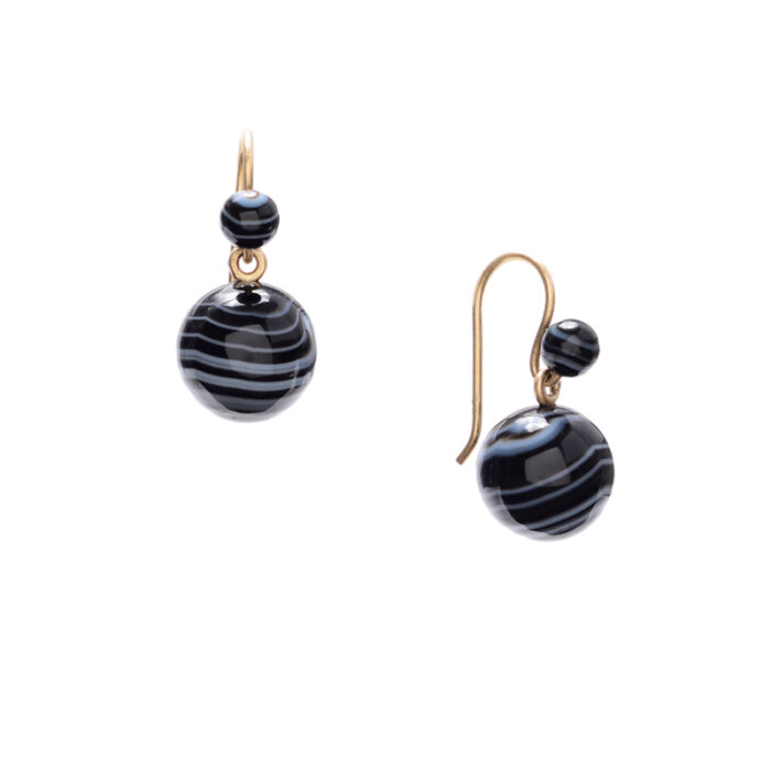 chan double gem earrings in banded agate