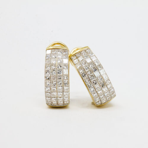 large diamond hoop earrings, estate square diamond hoopes
