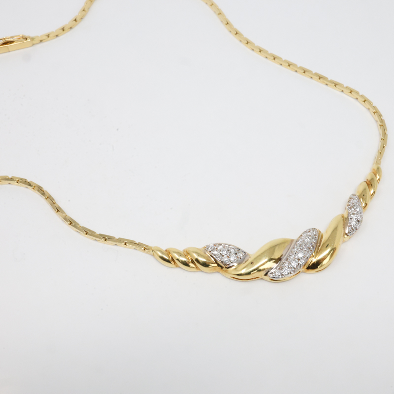 sculptural bold yellow gold and diamond twisted statement necklace, estate fine jewelry