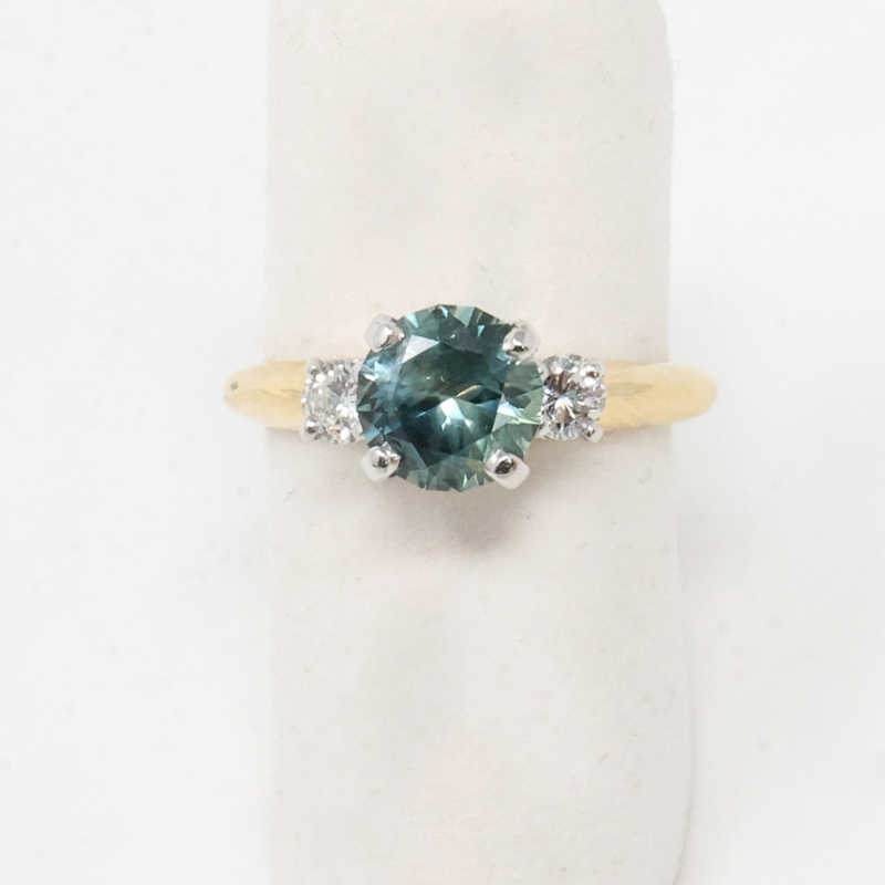 Montana sapphire 3-stone engagement ring