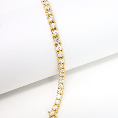 genuine natural diamond tennis bracelet, 8 carats, preowned estate tennis bracelet yellow gold