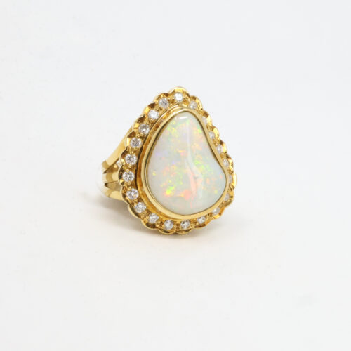 vintage opal and diamond cocktail ring