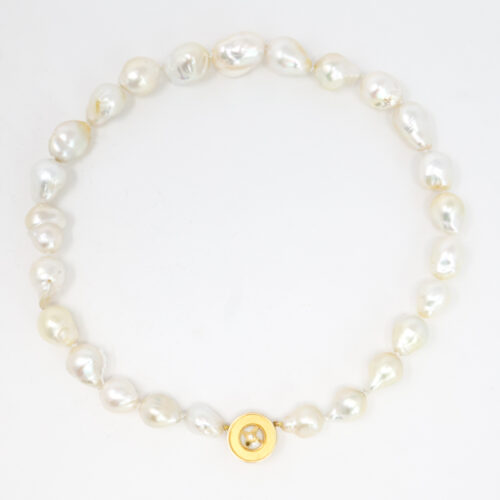 baroque pearl and star clasp necklace, estate, large pearl statement necklace