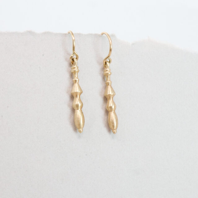 solid yellow gold table leg earrings, dan-yell jewelry