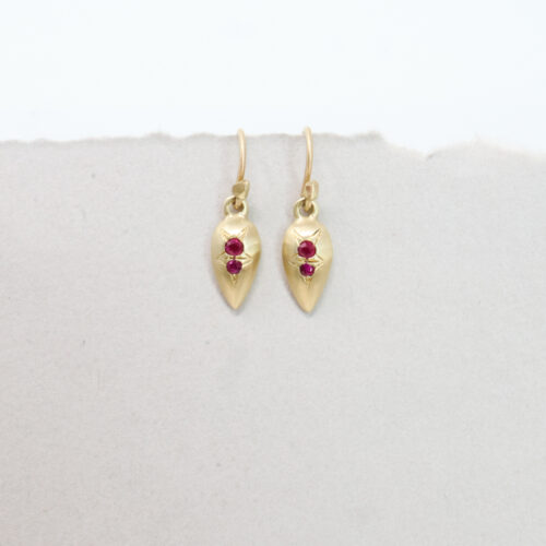 dan-yell masozi ruby dangle earrings, at Salt Hill Jewelry store downtown Fargo