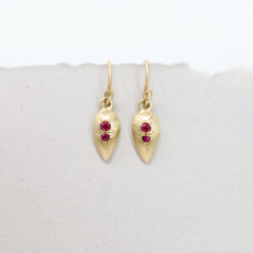 dan-yell masozi ruby dangle earrings, at Salt Hill Jewelry store downtown Fargo