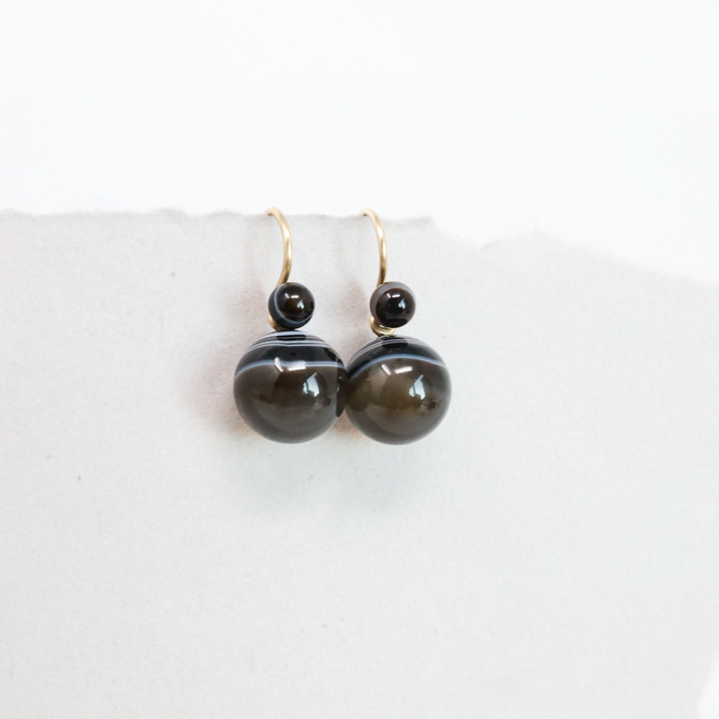 chan banded agate double drop earrings by dan-yell jewelry