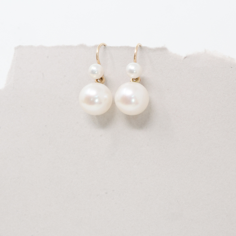 chan double pearl dangle earrings dan-yell at Salt Hill Jewelry store downtown Fargo