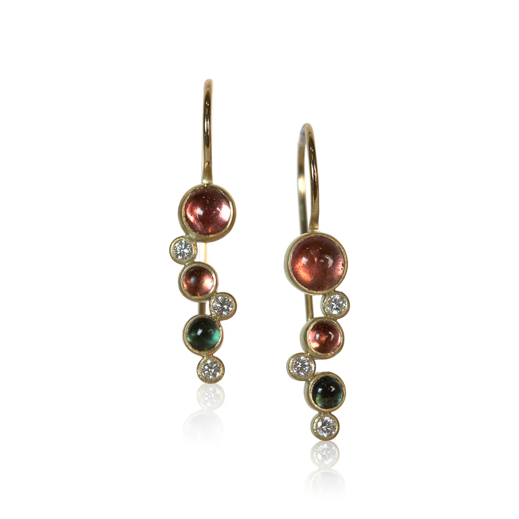 tourmaline and diamond earrings by Karin Jacobson jewelry at Salt Hill Jewelry store downtown Fargo