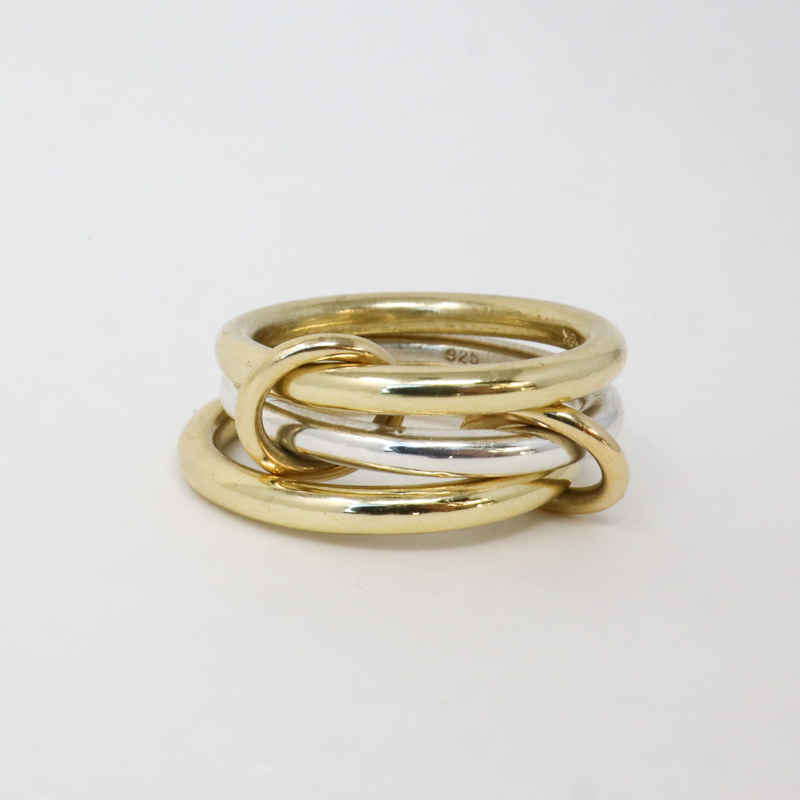 preowned estate spinelli kilcolling 18k yellow gold and silver ring