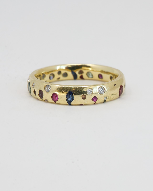 preowned Polly Wales rainbow confetti sapphire + diamond ring - Image 3
