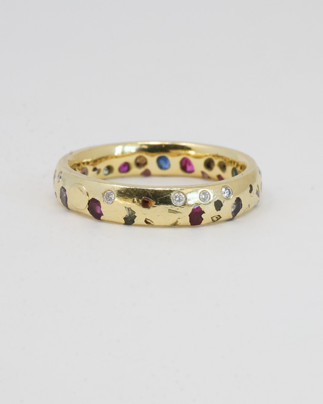 preowned Polly Wales rainbow confetti sapphire + diamond ring - Image 5