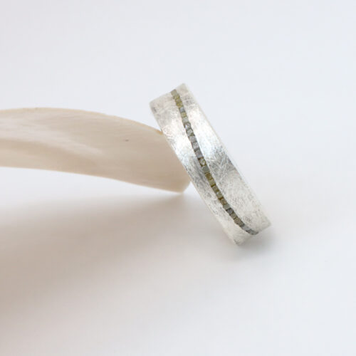 wavy organic line raw diamond silver wedding band ring at Salt Hill Jewelry Fargo