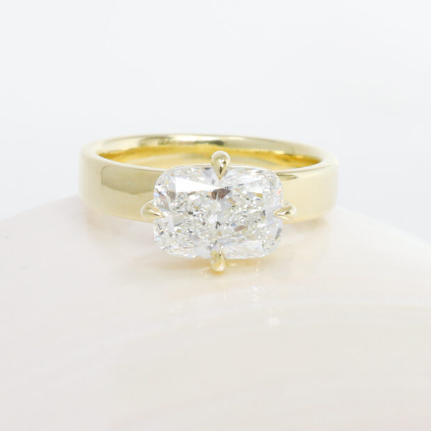 custom engagement rings fargo est west horizontal cushion cut solitaire engagement ring